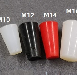 Nhiều size nút silicon màu đỏ đen trắng