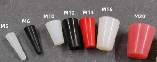 Nhiều size nút silicon màu đỏ đen trắng
